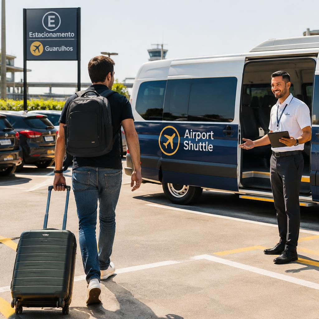 Cliente chegando ao estacionamento para embarcar